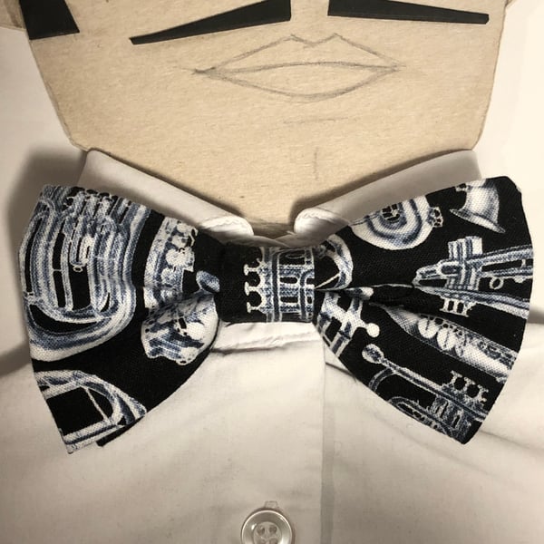 Woodwind and Brass Instrument Themed Bow Tie Composer Musician Teacher Gift