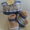 Baby Boys Fairisle Beret & Booties Set  0-6 months size