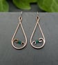 SALE - Hammered Copper Teardrop Swirl Earrings with Teal Faceted Glass Beads - Image 4