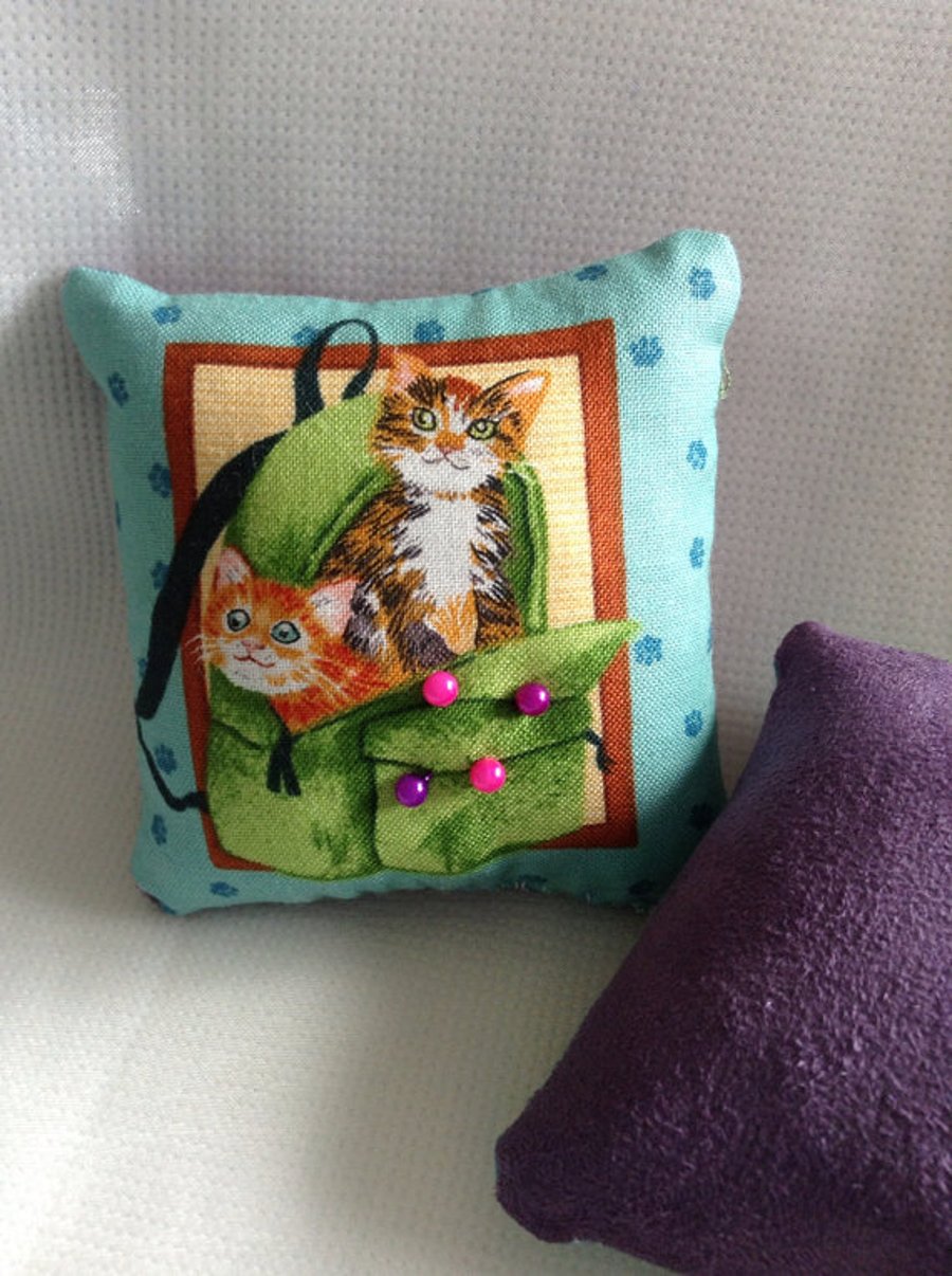 Cat in a bag pin cushion