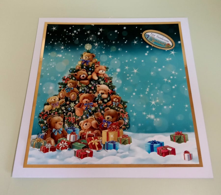 3D Decoupaged Christmas Card, Tree of Teddies