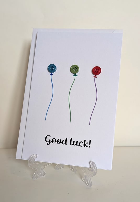 Good luck balloon buttons  greetings card 