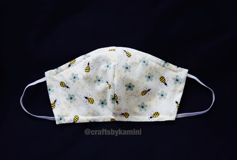 Washable face covering with nose wire and filter pocket (postage included)