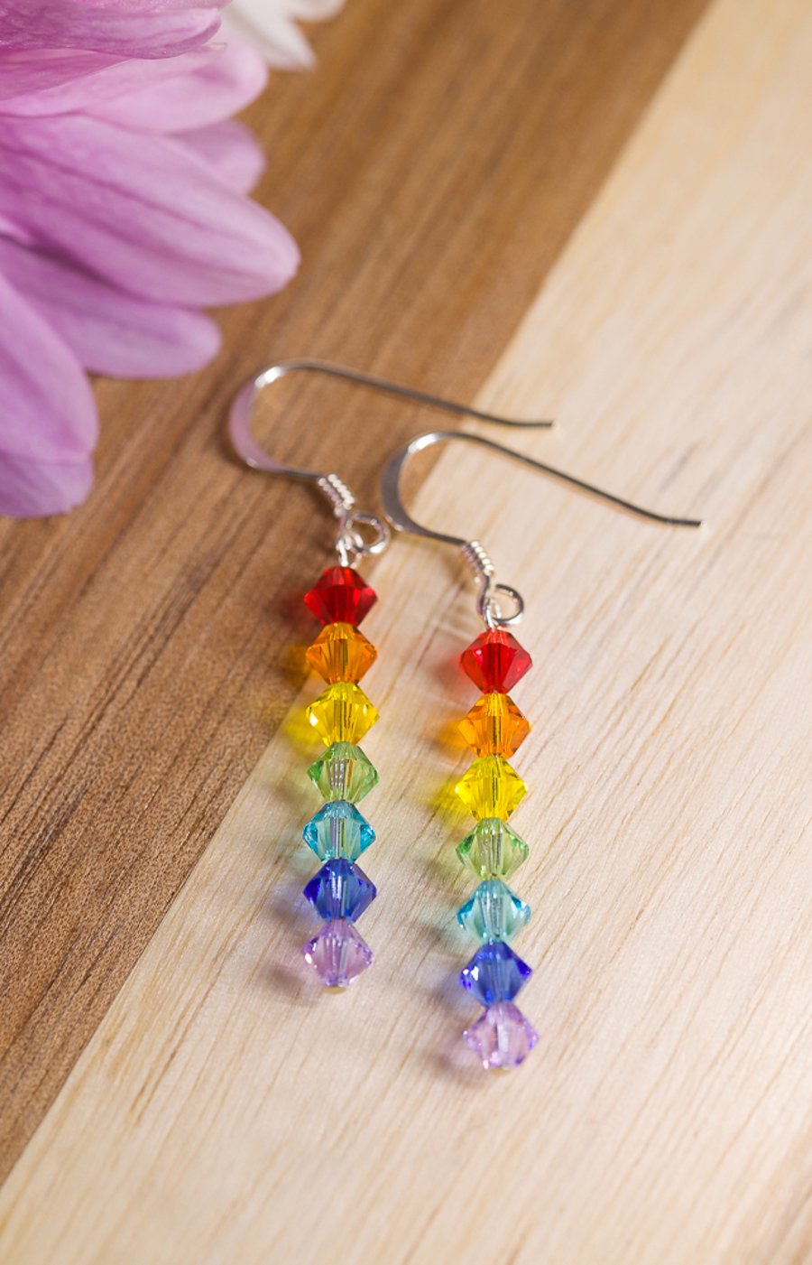 Sterling Silver and Swarovski rainbow earrings (small)