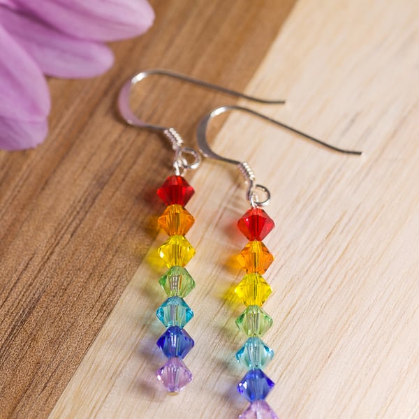 Sterling Silver and Swarovski rainbow earrings (small)