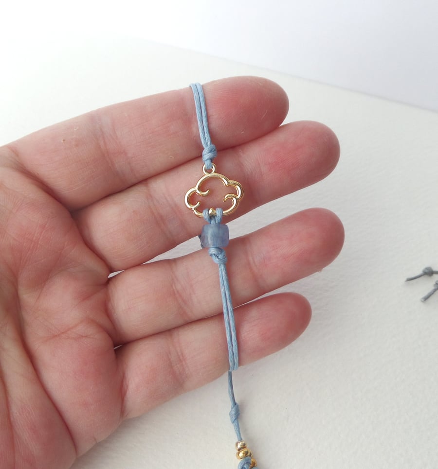 Gold Cloud Cotton Cord bracelet - Adjustable.