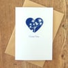 'I Love You' Card with Cow Parsley Cyanotype Heart