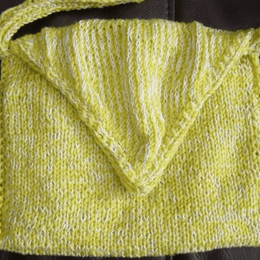 Spring Green & Gold Hint Hand Knitted & Crocheted Handbag