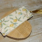 Quilted William Morris bookmark Lemons with tassel 
