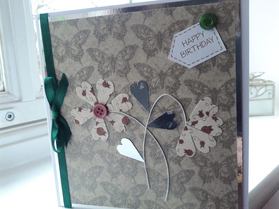 Flower heart birthday card