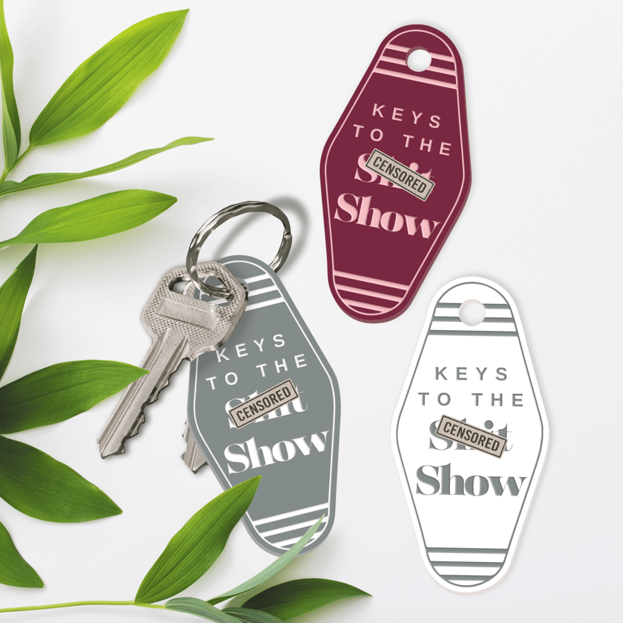 Keys To The S""" Show: Motel-Style Acrylic Keyring, Funny Sweary Quote Keychain,
