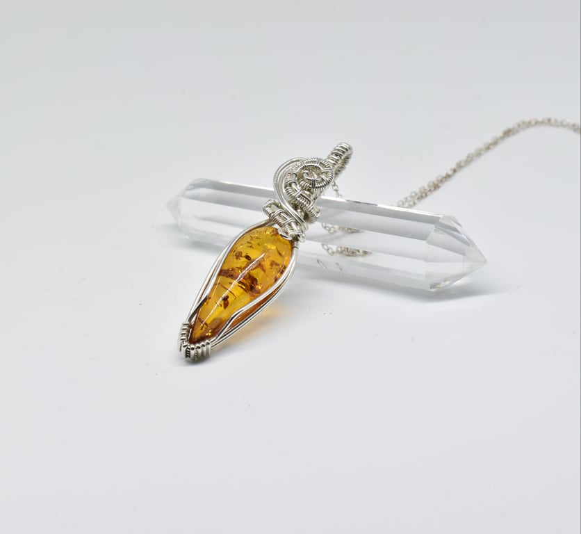 Amber and Silver Perfectly Imperfect Pendant