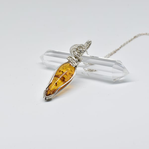 Amber and Silver Perfectly Imperfect Pendant