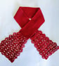 Crochet Lacy Waterfall Scarf in Dark Red Wool - Image 2