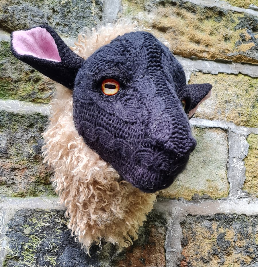Faux black faced sheep head - Shirley