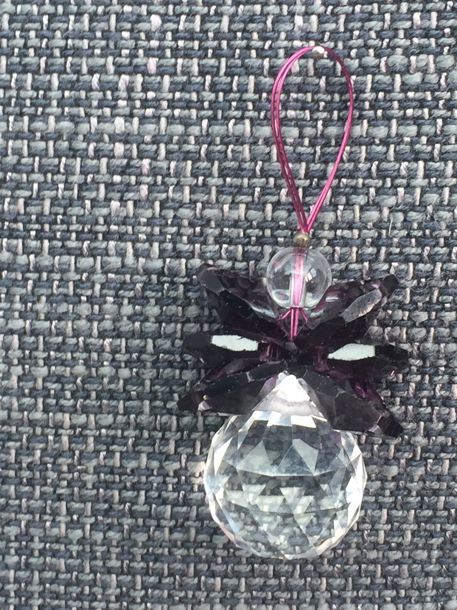 Handmade Crystal Suncatcher Christmas Angel Christmas Decoration Gift - purple