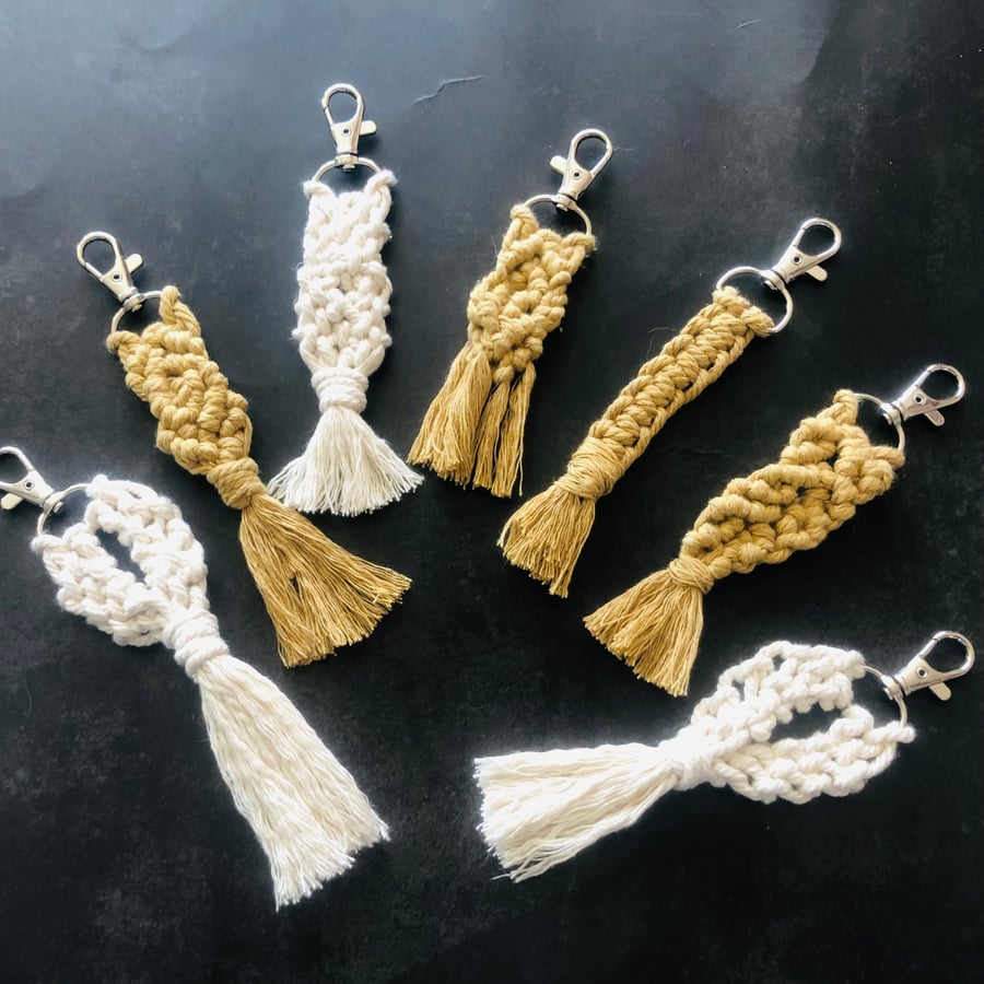 Macrame keyrings  or bagcharms in assorted colours