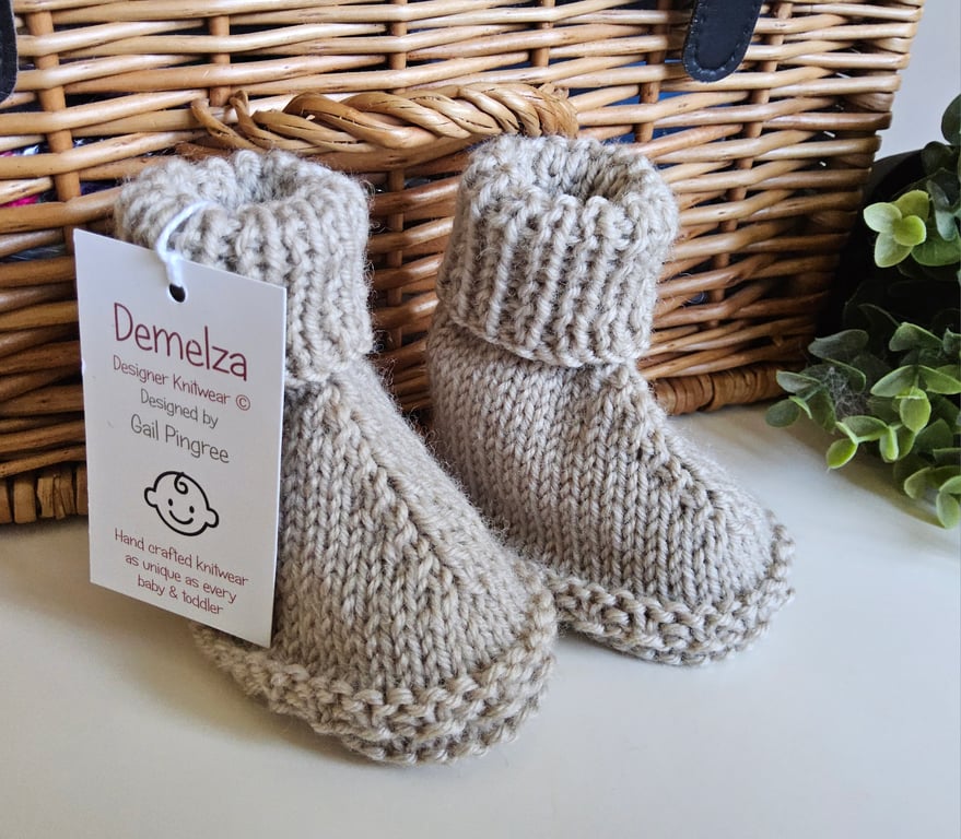 Designer Super Soft Baby Merino Wool Booties 3-6 months size