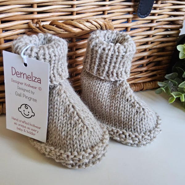 Designer Super Soft Baby Merino Wool Booties 3-6 months size