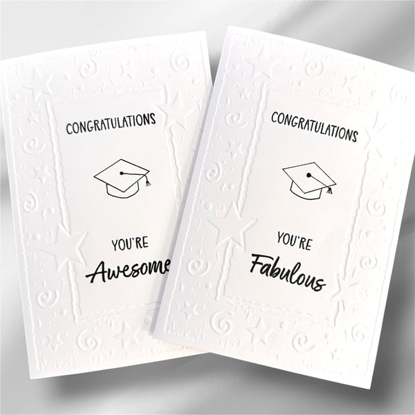  Graduation Cards, Embossed Stars and Cap Design. Congratulations Graduate Card