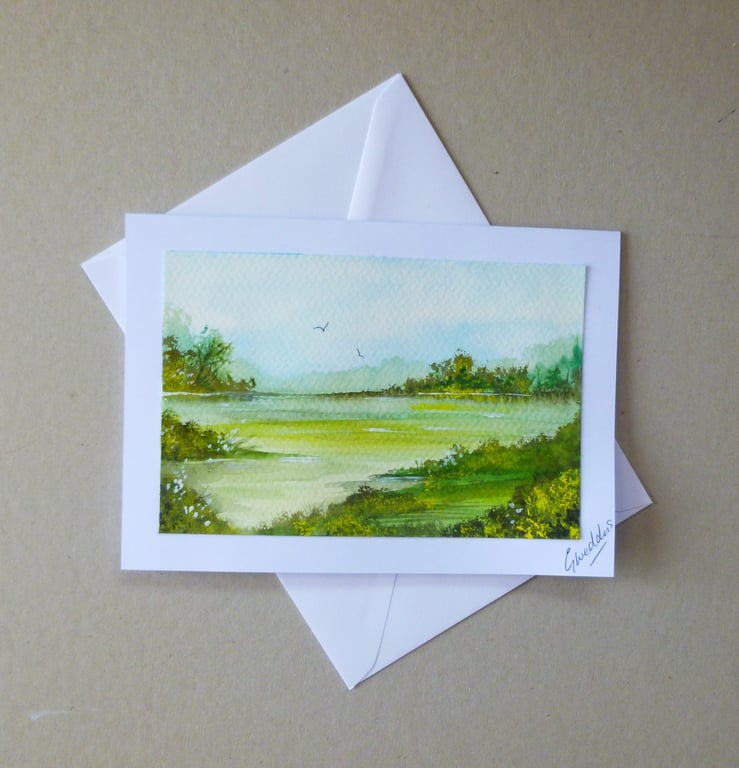 original hand painted landscape greetings card ( ref FA301 K3 )