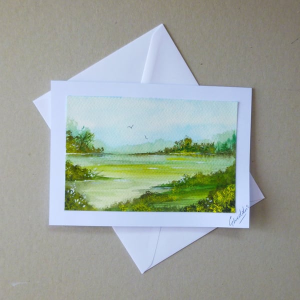 original hand painted landscape greetings card ( ref FA301 K3 )