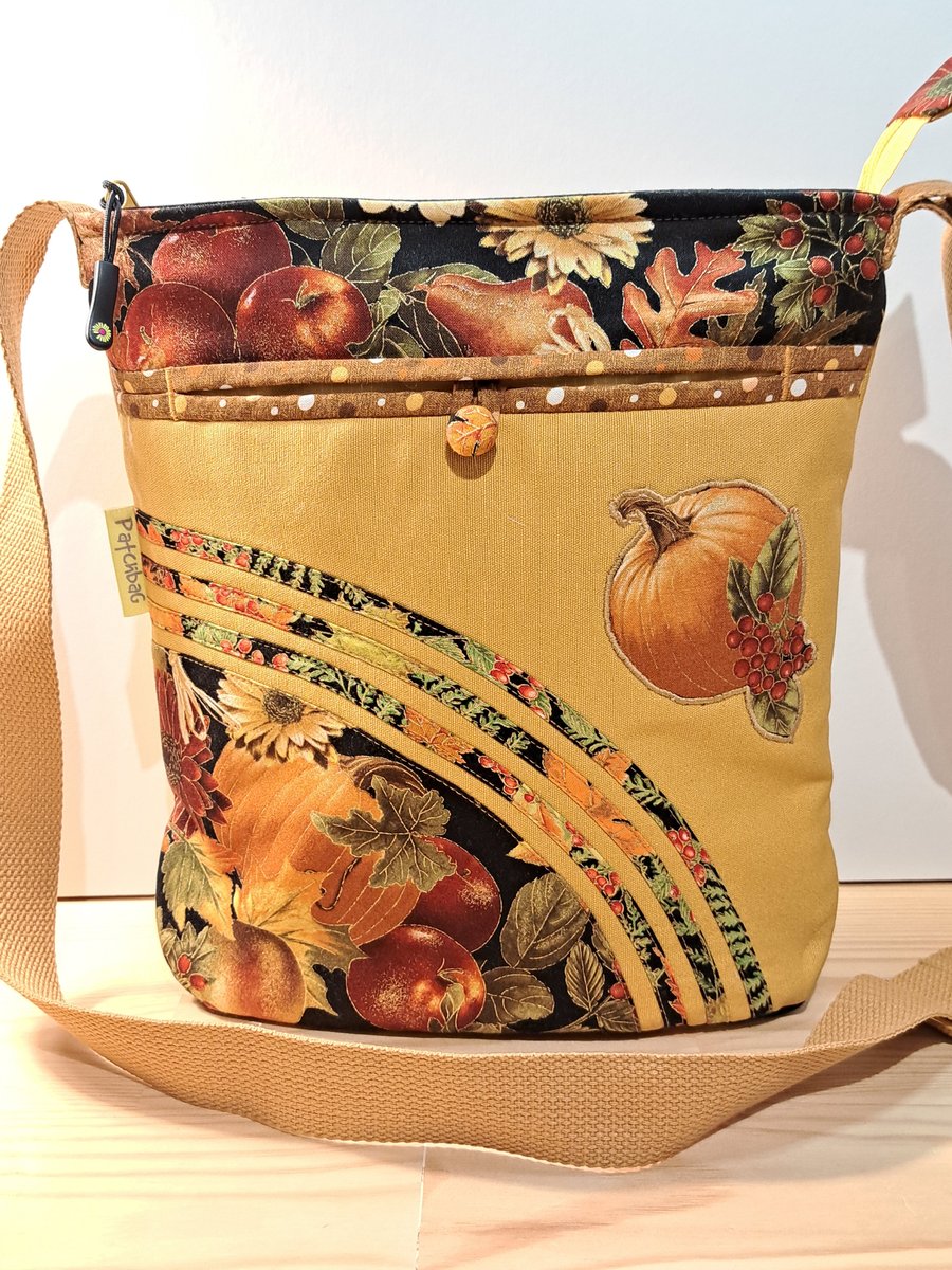 Mustard yellow handbag with winter beauties 