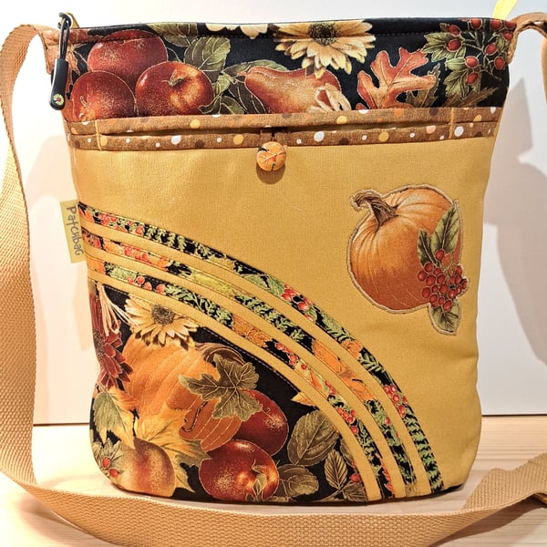 Mustard yellow handbag with winter beauties 