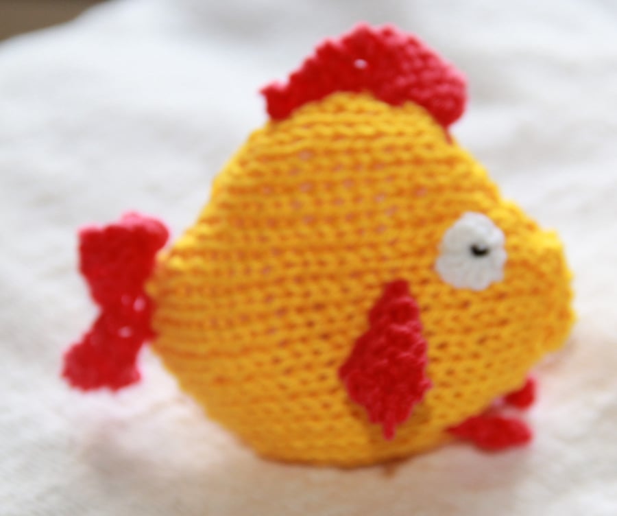 Hand Knitted Cotton Organic Catnip Fish