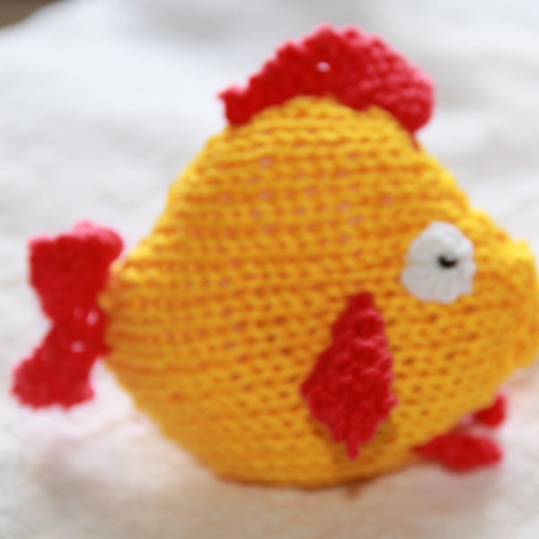 Hand Knitted Cotton Organic Catnip Fish
