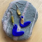 Polymer blue heart earrings