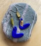 Polymer blue heart earrings