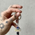 Minimalist Multi-Tone Stone Cross Keychain - Ritual-Craft Talisman