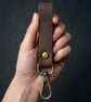Rustic Brown Full Grain Leather Belt Loop Key Holder Brass Snap Hook UK - Image 2