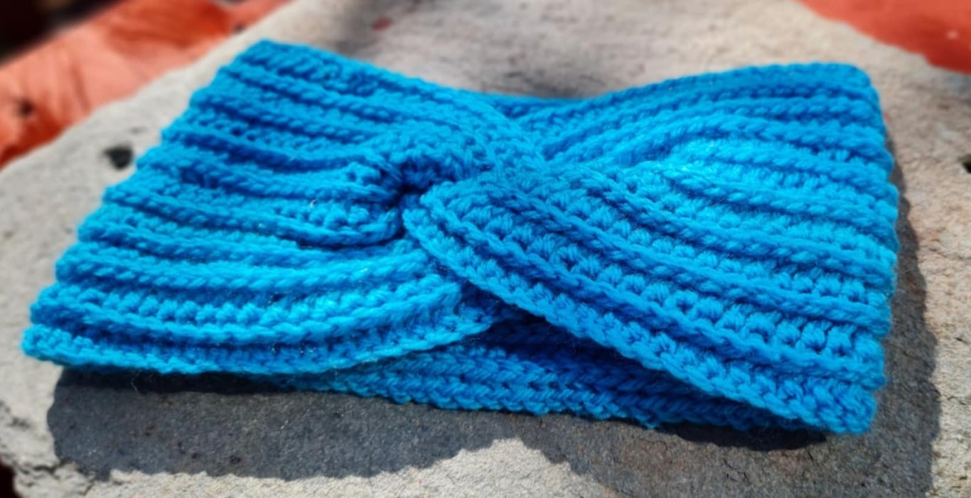 Blue Crochet Earwarmer.