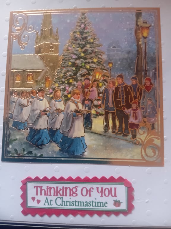 Festive Choir Parade handmade Christmas card 