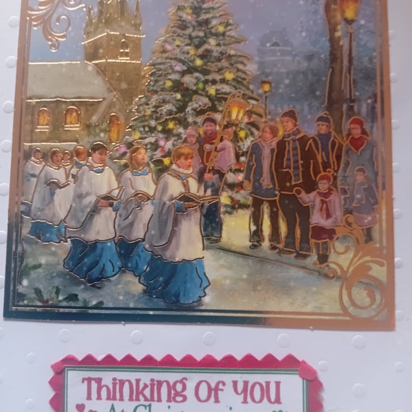 Festive Choir Parade handmade Christmas card 