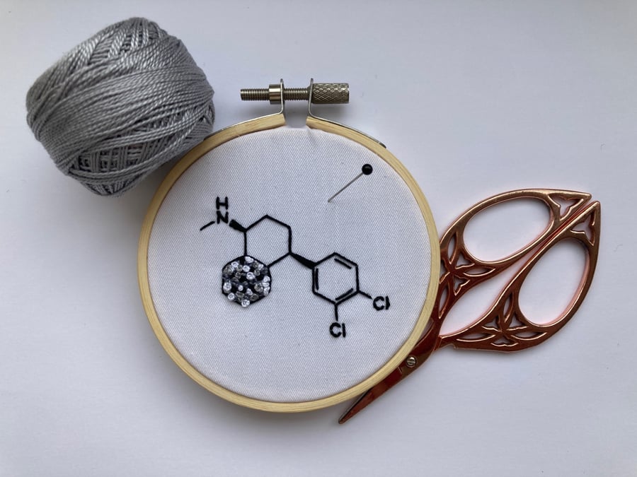 Hand Embroidered Sertraline Molecule