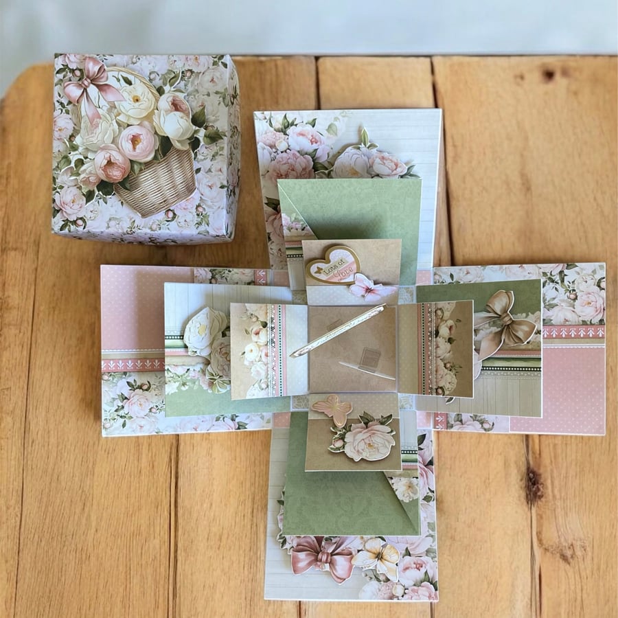 3D Perfect Peony Pop Up Exploding Box Card For Any Special Occasion.