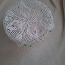 crochet Jug Cover with sparkly green beads