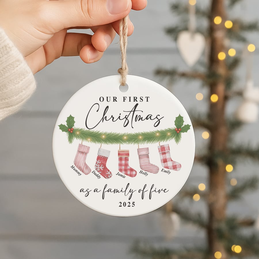 Personalised First Christmas Bauble – Family Ornament – Baby's 1st Christmas 