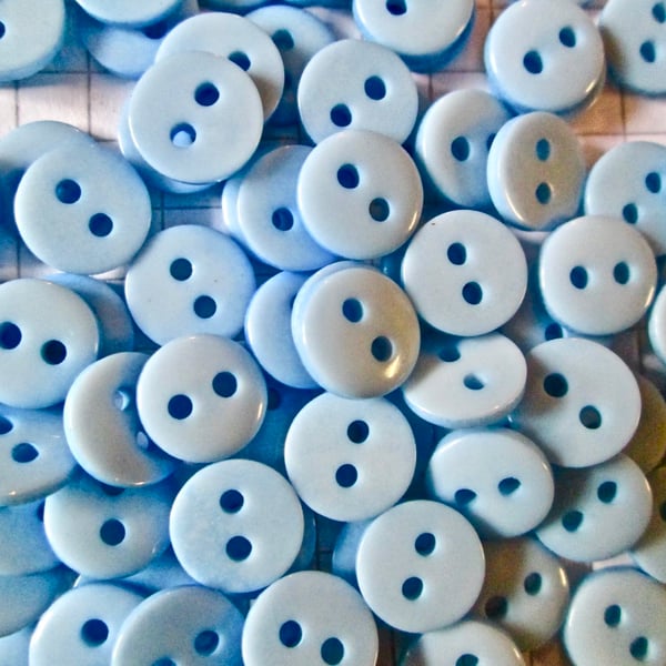 100 Light Blue 9mm  Acrylic Buttons  2 holes