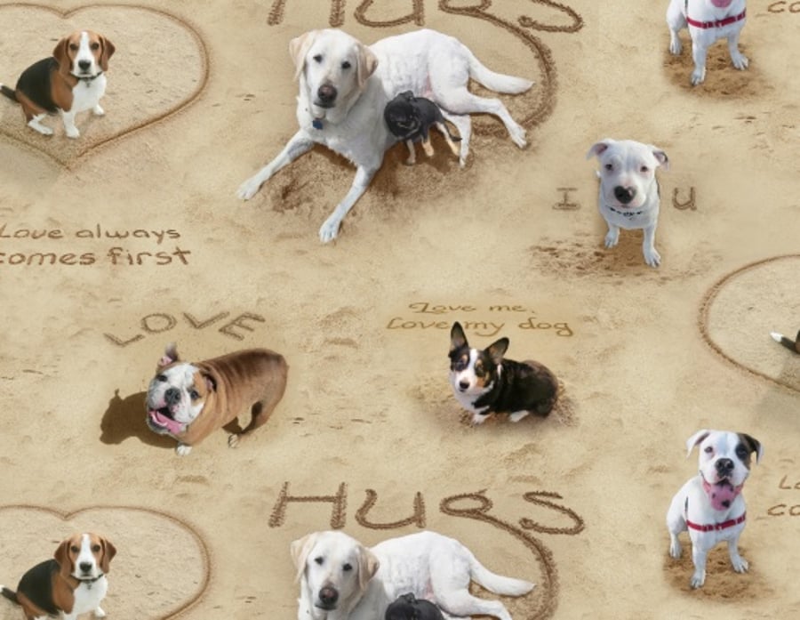 Love and Hugs Dog Fabric