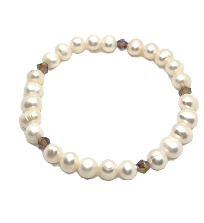 Freshwater pearl stretchy bracelet with Swarovski crystals