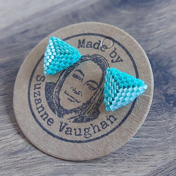 Delica Bead Handmade Triangle Earrings with Stainless Steel Findings 