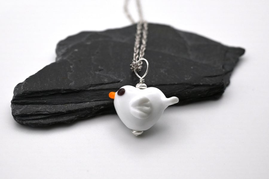 glass seagull pendant necklace - small