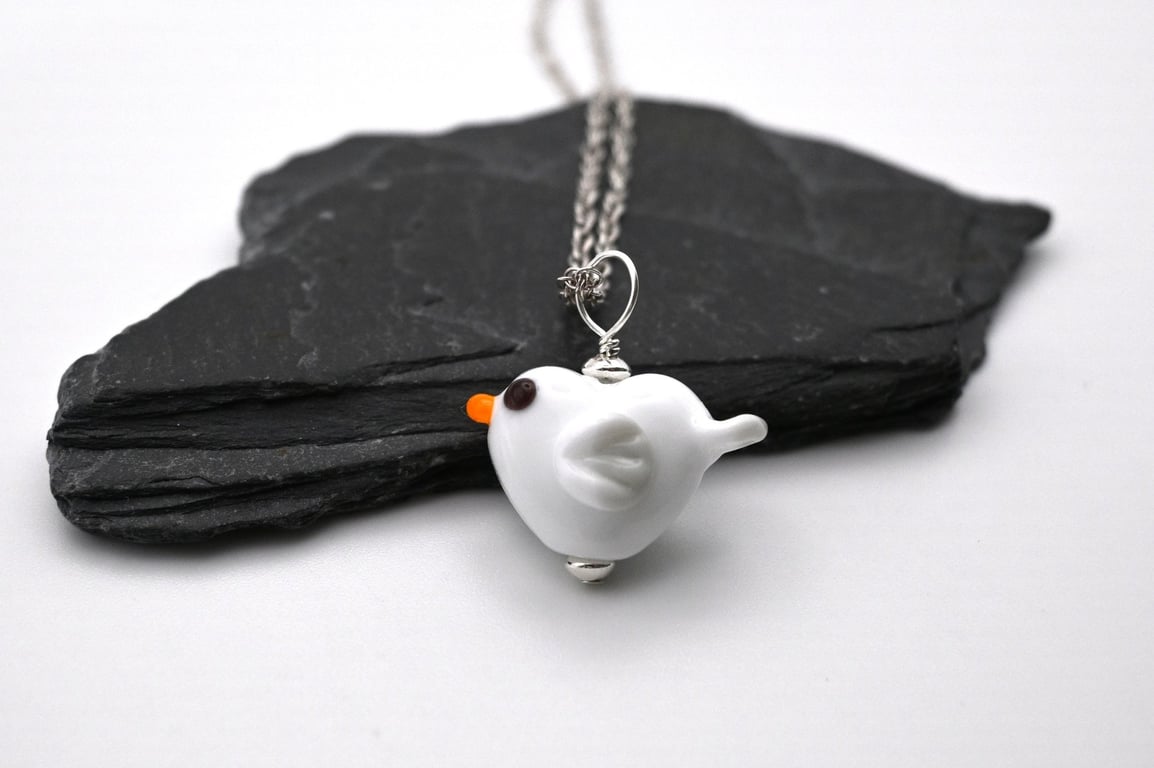 glass seagull pendant necklace - small