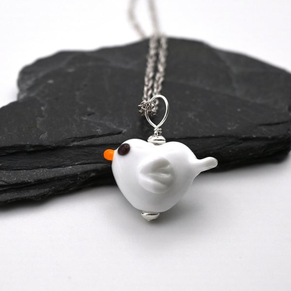 glass seagull pendant necklace - small