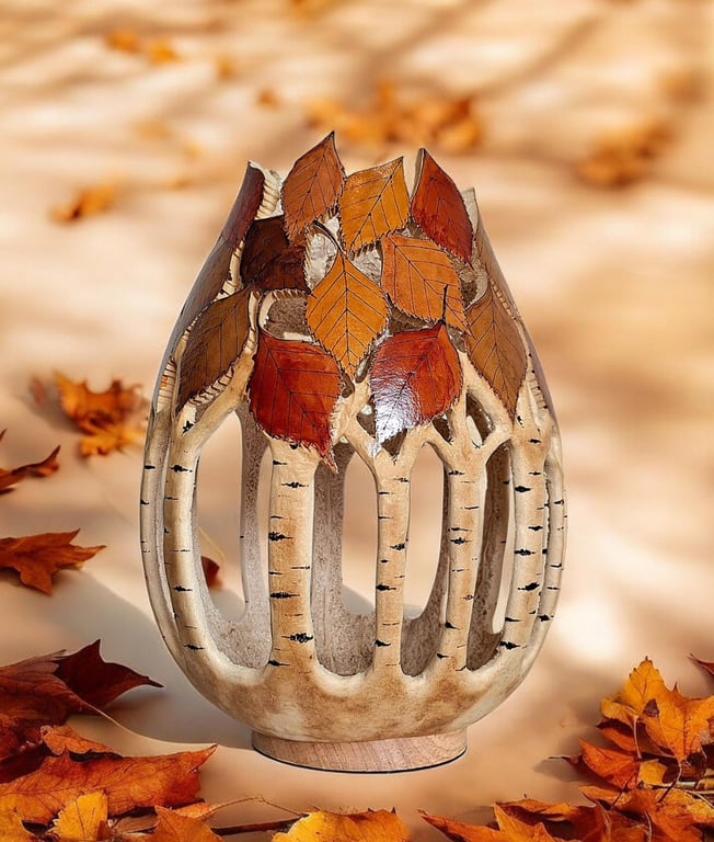 Large Autumn Birch Forest Gourd Lamp