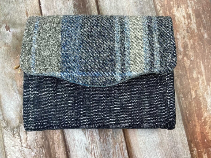 Shetland Stormy Seas Purse, Unique Purse Clutch Wallet, Quirky Purse, Tweed Deni